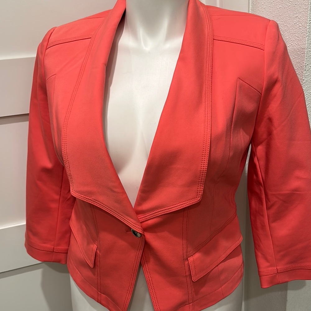 NWT WHBM Tangerine 3/4 Sleeve Cropped Tailored Blazer Size 12